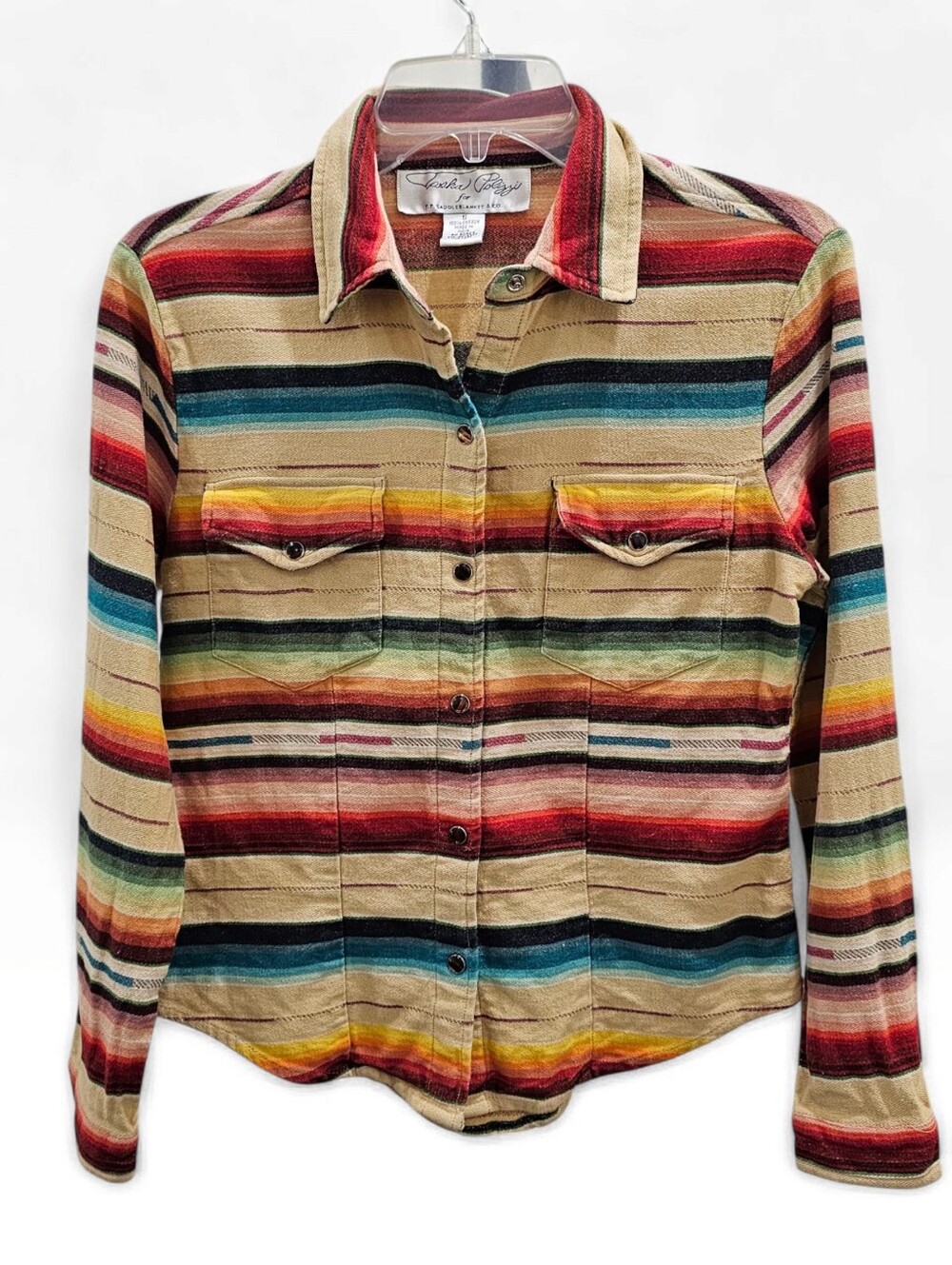 TASHA POLIZZI Women Saddleblanket Western Stripe Snap Long Sleeve Shirt S